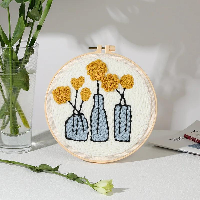 Plant style Russian poke embroidery handmade DIY material package wool thread pier embroidery poke embroidery set