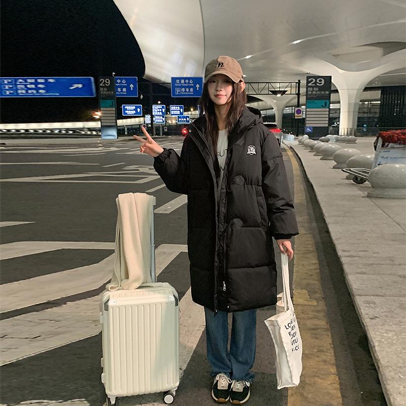 Down cotton-padded clothes women's long over-knee winter loose women's clothing warm and thin cotton-padded jacket