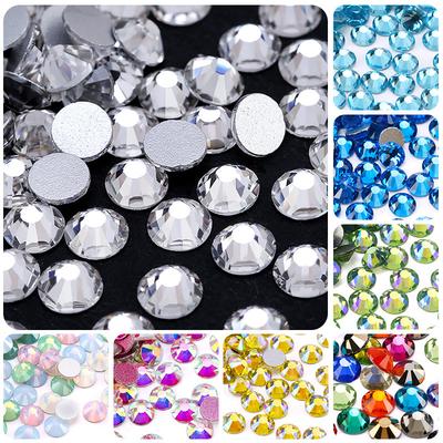 Pegatina de Ventilador de Soporte Taladro Pedrería Taladro de Fondo Plano Taladro de Uñas Pegatina para Uñas Taladro Brillante para Cara Diy Diamante Redondo de Vidrio Diamante de Color Diamante Pequeño