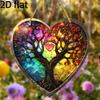 2D Flat Heart-Shaped Tree Acrylic Stained Glass Style Decoration Sign, Suitable for Wall Decoration, Porch, Room, Villa, Accents Home, Hallway, or Wor