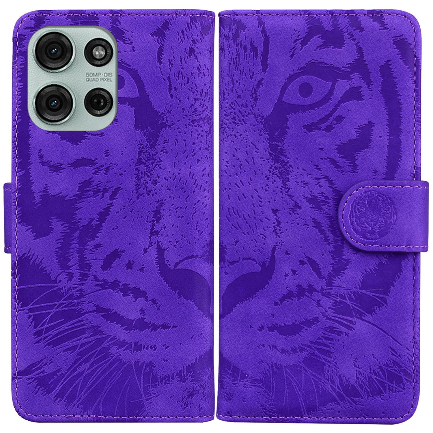 

For Motorola Moto G75 5G Case Tiger Imprint Leather Wallet Phone Cover A