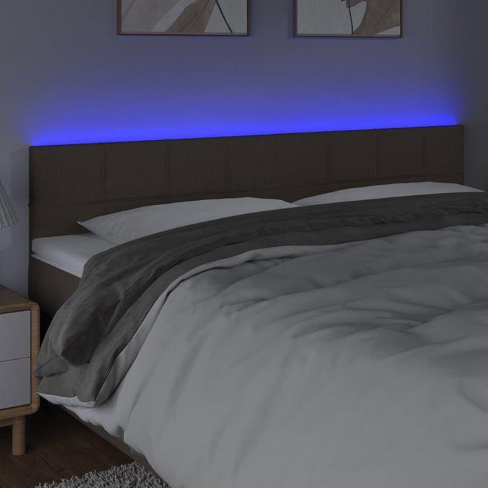 VidaXL Tête de Lit à LED Meuble de Chambre à Coucher Accessoire de Lit Double Tête de Cadre de Lit Intérieur Taupe 3121630