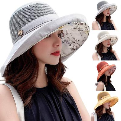 Women Mesh Sun Hats Summer Beach UV  UPF Packable Wide Chin Strap