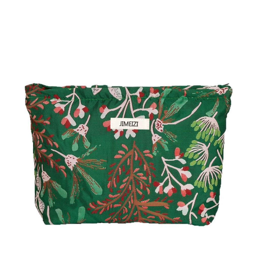 Mushroom Embroidered Makeup Bag With Zipper For Travel And Daily Use