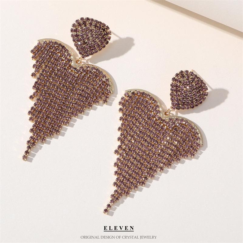 S925 Silver Needle Rhinestone Tassel Earrings - Exquisite Long Claw Chain with Colored Diamonds, European & American Style