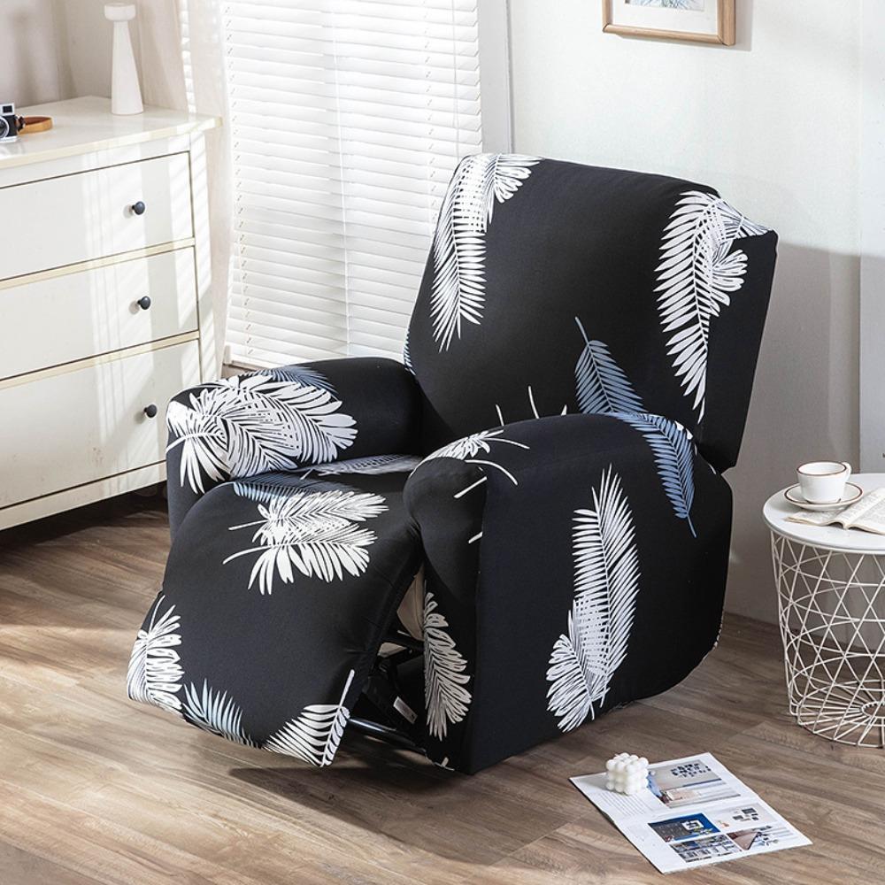Elastic Recliner Sofa Cover Full Protection Thick Fabric Slipcover with Floral Print for Rocking Chairs
