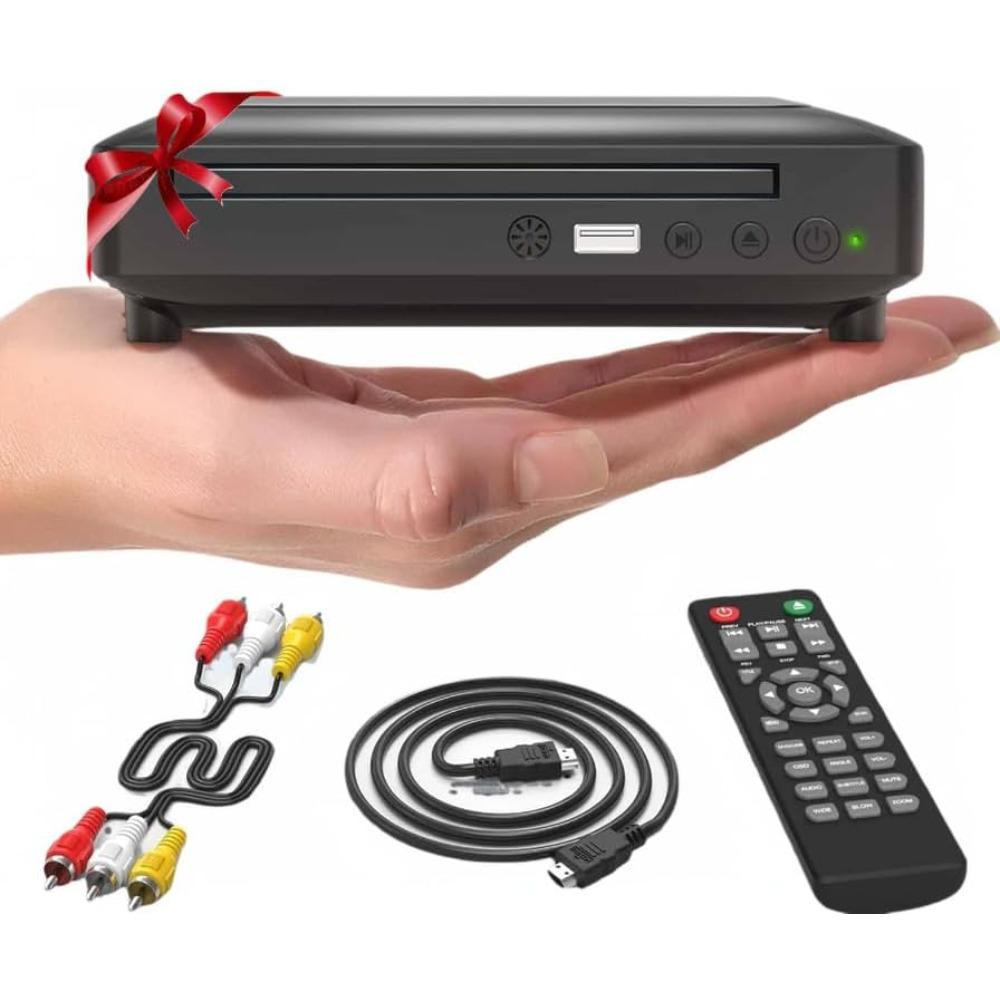 Mini HD DVD-Player, Heim-CD-Player, DVD-Player für TV, wird mit HDMI- und RCA-Audio-Video-Kabeln geliefert, aufrüstbar auf HD 1080p