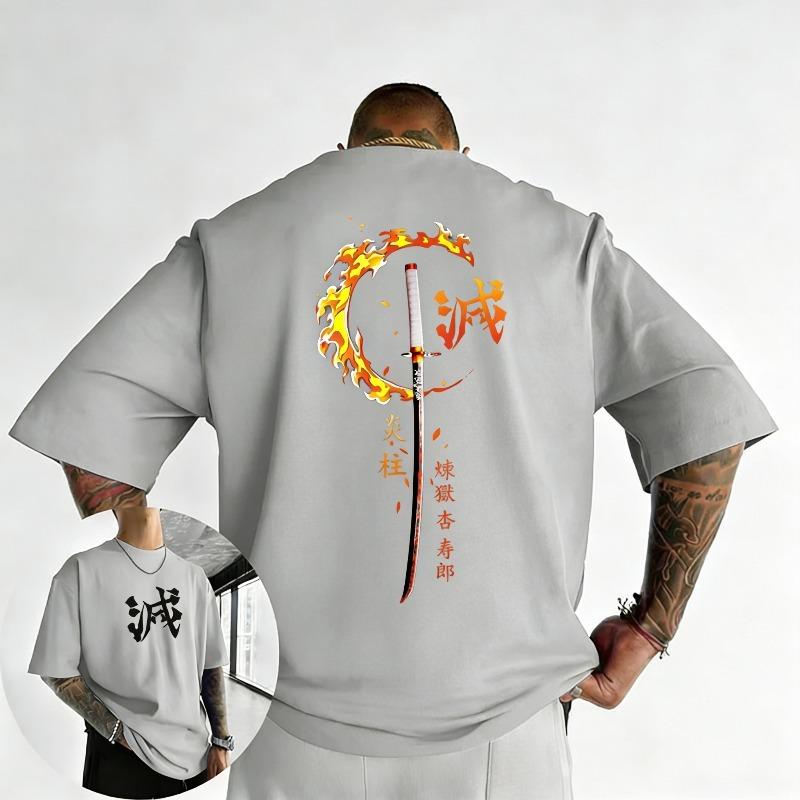 Demon Slayer Anime Rengoku Kyoujurou Joint Tshirt 2026 Unisexs Summer New Street Hip Hop Loose Casual Y2k