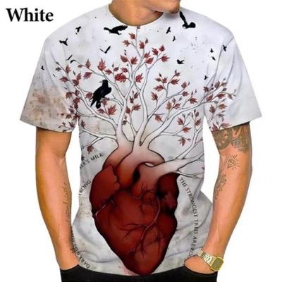 Moda de verão Engraçado 3D Coração Impresso T-shirt Nova Tendência Use Todos os Dias Personalidade Completa Combinando Manga Curta Top T-Shirts