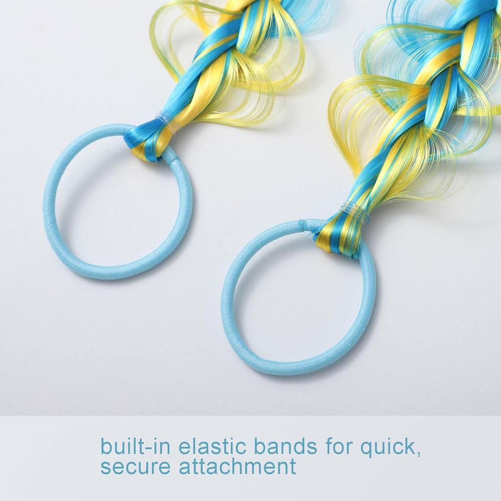 6pcs Braided Ponytail Extension Elastic Band Colorful Synthetic Hair Accessories for Daily Crazy Days Party Halloween Christmas Costume Hair Pieces