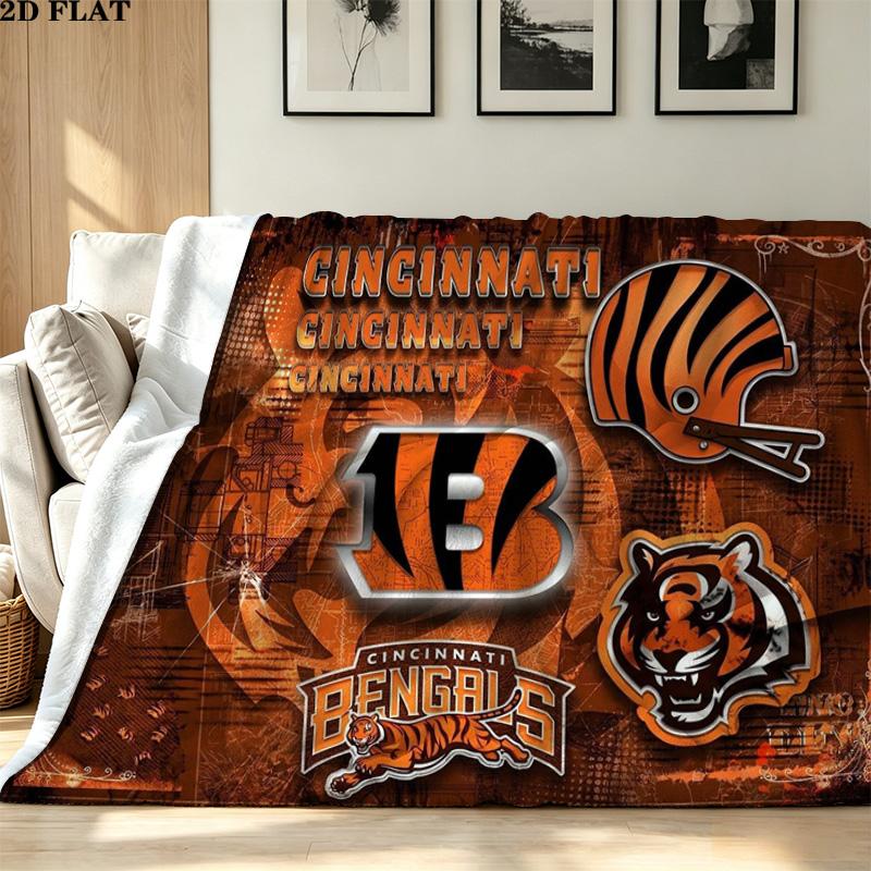 Cincinnati Bengals Print Flannel Blanket High Quality Warm Comfortable Cover for All Seasons Perfect for Gifts Home Decor
