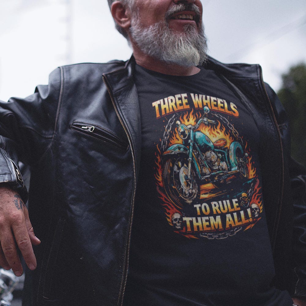 Trike Motorcycle T-Shirt – Flames, Skull, Biker Graphic Tee XS