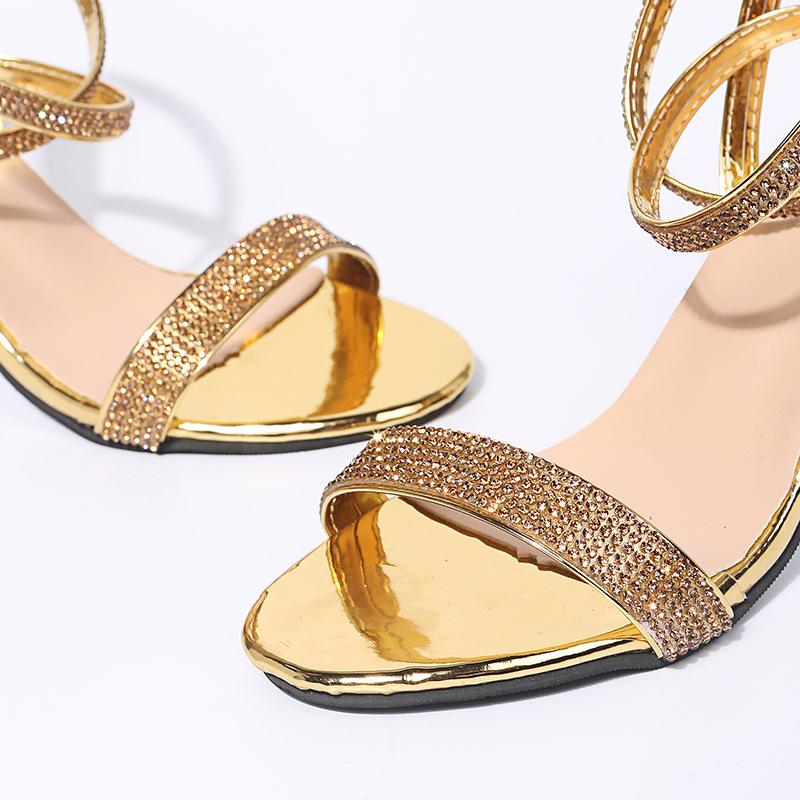 Sexy Women Sandals High Heels Shiny Rhinestone Summer Shoes for Party Sandals Women's Elegant Prom Dress Pumps Big Size WSH4602