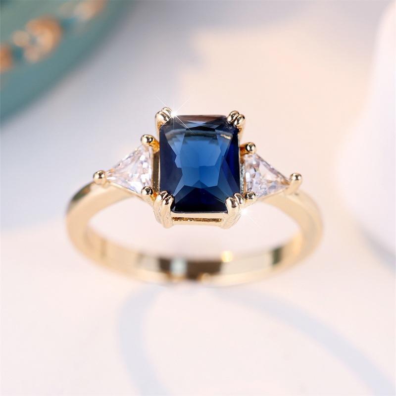 Rectangle ring Simple personality Niche light luxury Elegant versatile ring ring no. 6