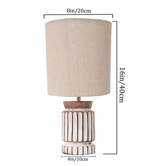 40,64 cm Retro Farmhouse Stolní lampa pro obývací pokoj ložnici Rustikální lněné noční stolní lampičky pro dětský pokoj pracovnu kancelář, Válcová LED