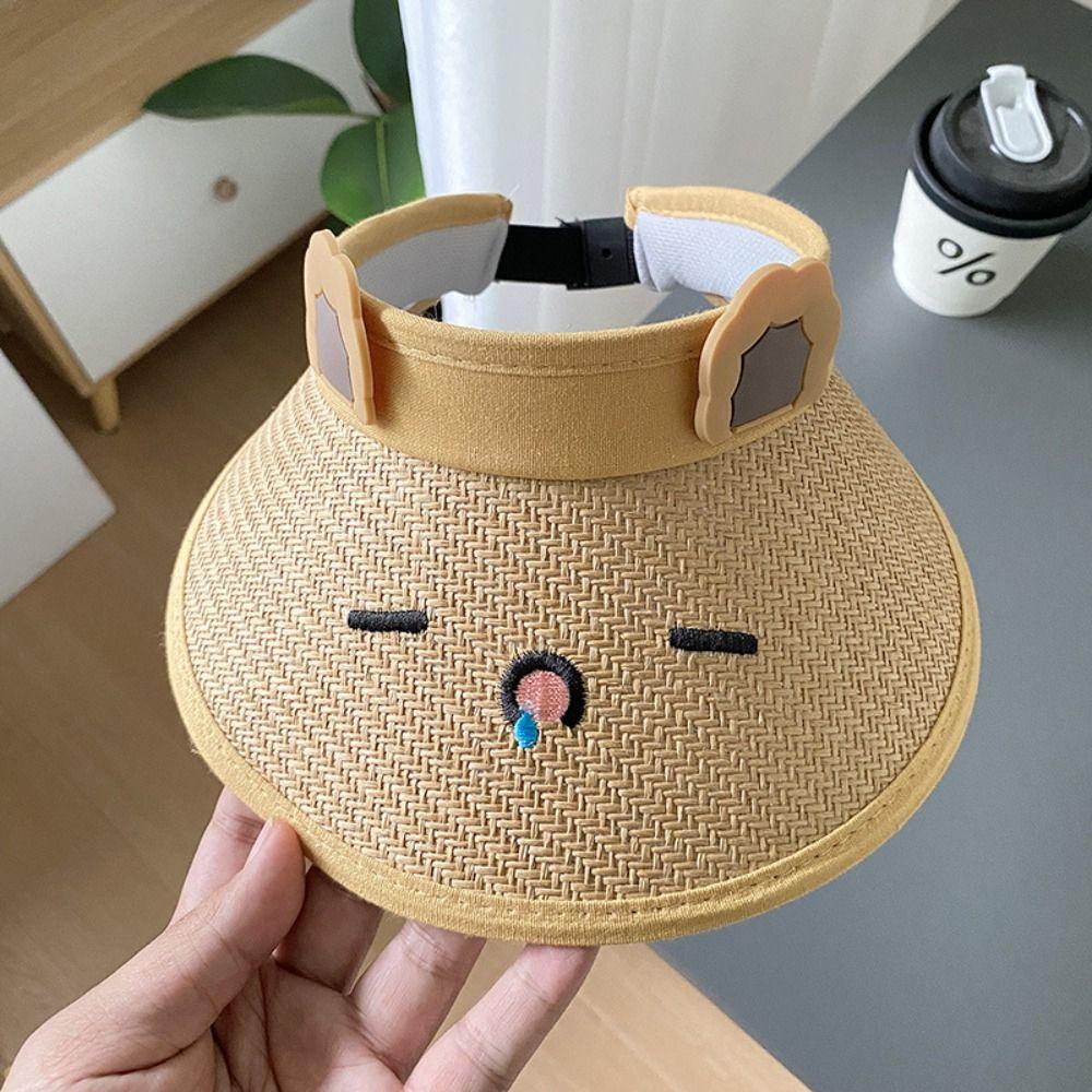 Sun Hat Children Straw Sun Hat Shading Hat Children's Visor Hat Cartoon Sunshade Hat  Beach