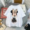 Kawaii Disney Women Fashion Cartoon Mickey Minnie Printed T-shirt Tops Summer Female Casual Short Sleeves Streetwear Tshirts