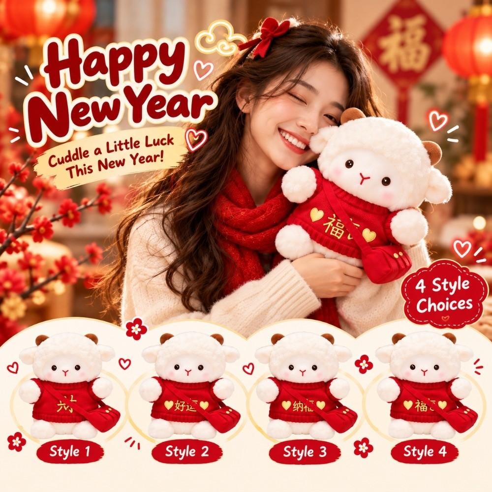 Sheep Design Sheep Plush Toy New Year Theme Plush Lamb Doll New Stuffed Animal Doll Birthday Gift
