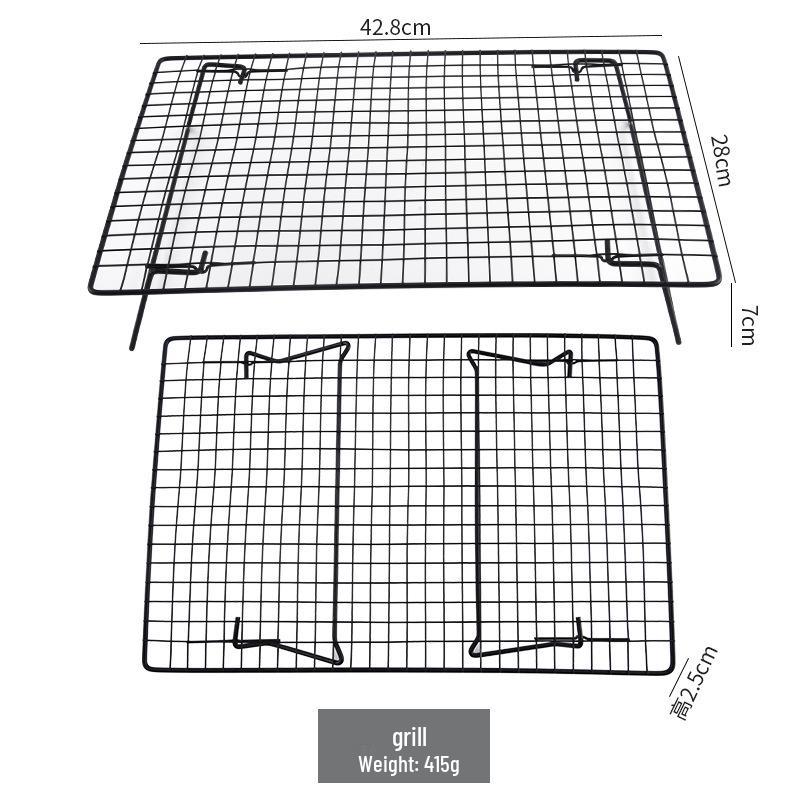 Foldable Thickened Iron Cooling Rack for Cookies, Bread, and Cake - Hollow Storage and Upside-Down Baking