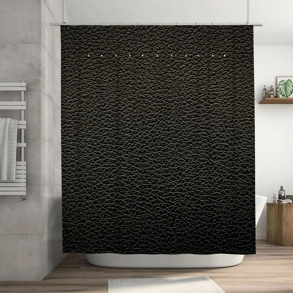Black Shower Curtain Waterproof with 3D Effect Texture Bathroom Decorative Shower Panels for Home Use