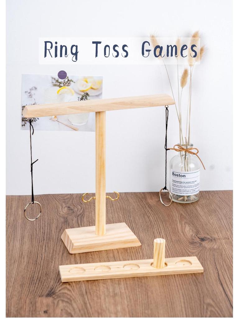 Wooden Ring Toss Game: Two-Person Hook and Ring Table Toy