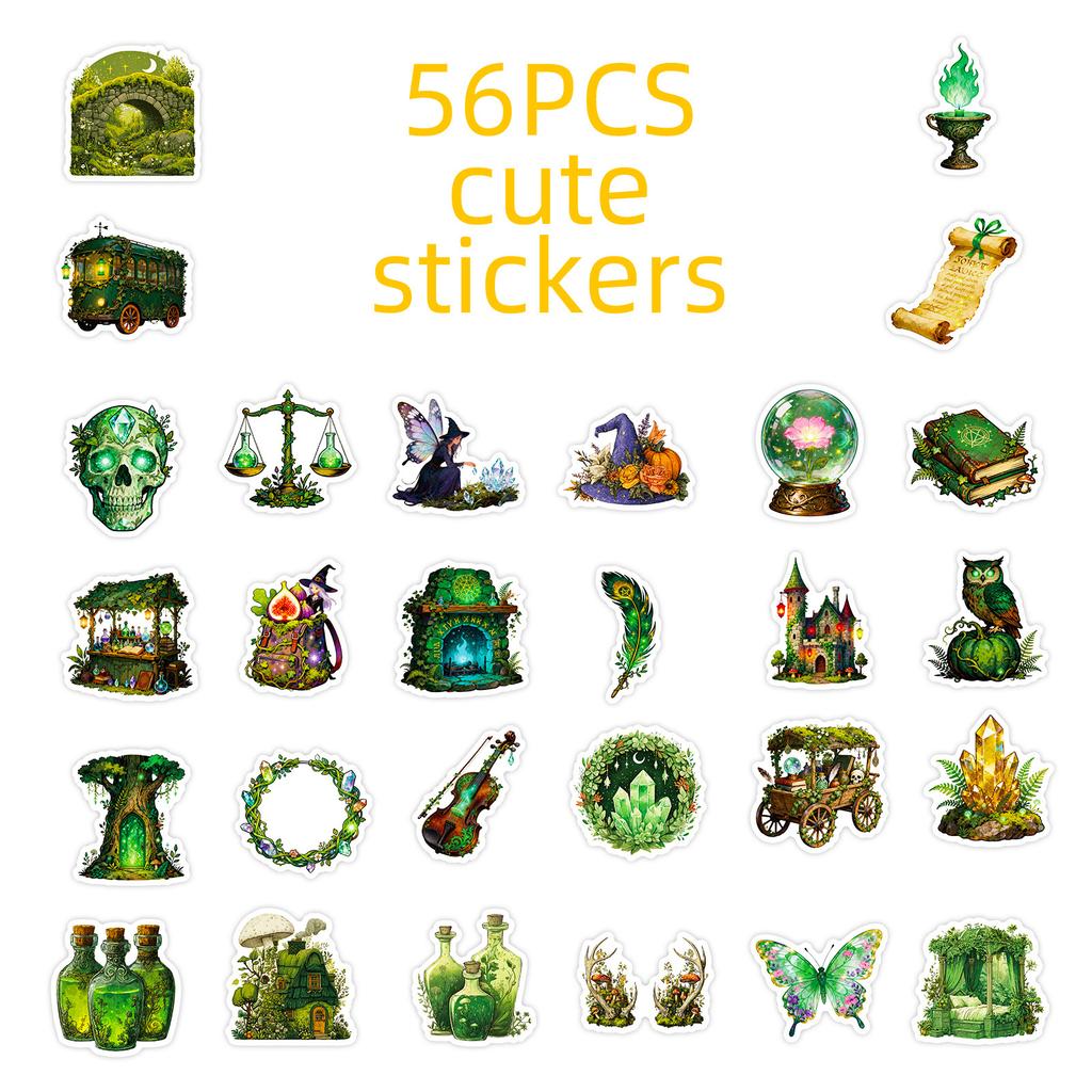 56 Enchanted Forest Witch Series Graffiti Stickers Wind Hand Account Notebook Decorative Stickers