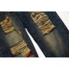 American style high street niche repair ripped jeans male vibe style ripped loose straight couple jeans