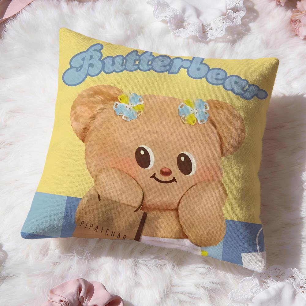 Anime B-Butter BearS Cushion Cover Premium Comfort Reversible Pillow Cove -Two In One Design for Any Room & Car Interior