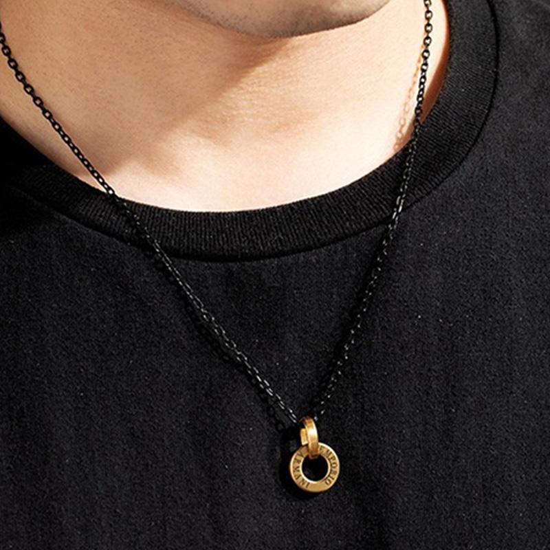 Emporio Armani Round Pendant Chain Hip Hop Titanium Steel Necklace Men Necklace EGS2707710