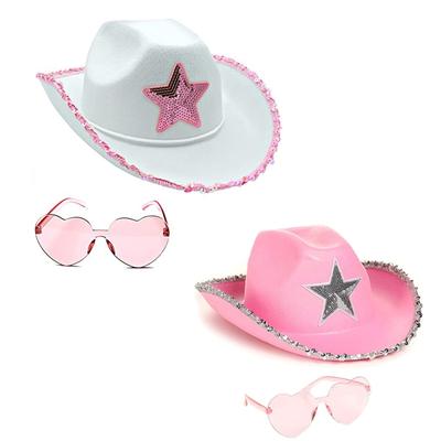 Cowgirlhüte Stern Frauen Junggesellinnenparty Cowboyhüte Party-Requisiten Cowgirl Cosplay für Frauen Party Geburtstagsparty Hüte
