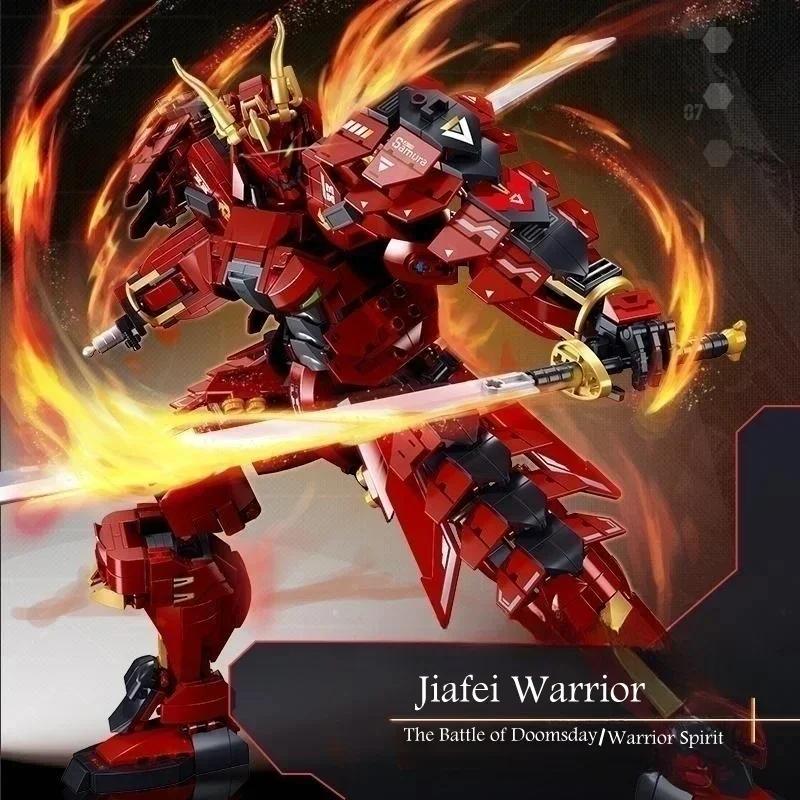 Ungiftig 923 Teile Flammenkrieger Mecha Bausteine Gepanzertes Mech Bewegliche Gelenke Figur Modell Steine Schreibtisch Deko Kinder DIY Spielzeug Geschenke