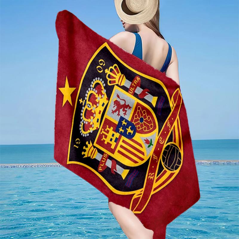 Asciugamano da Spiaggia con Stemma Calcio Spagnolo, Microfibra Super Morbida, Regalo per Lei/Lui, Compleanno, per Piscina, Spiaggia, Viaggio, Decorazione Casa Regali per Fan