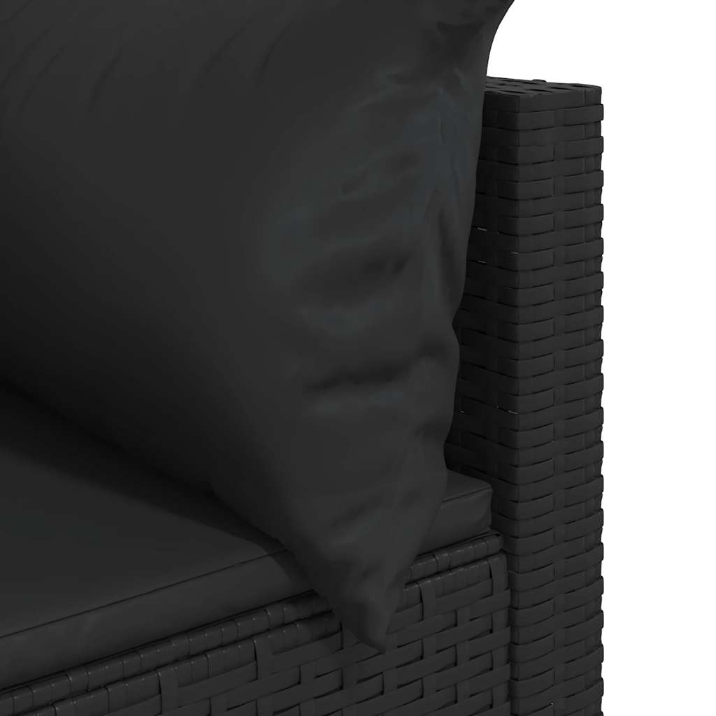 Vidaxl 3-Cz. Garden Lounge Set, Cushions, Black PE Rattan