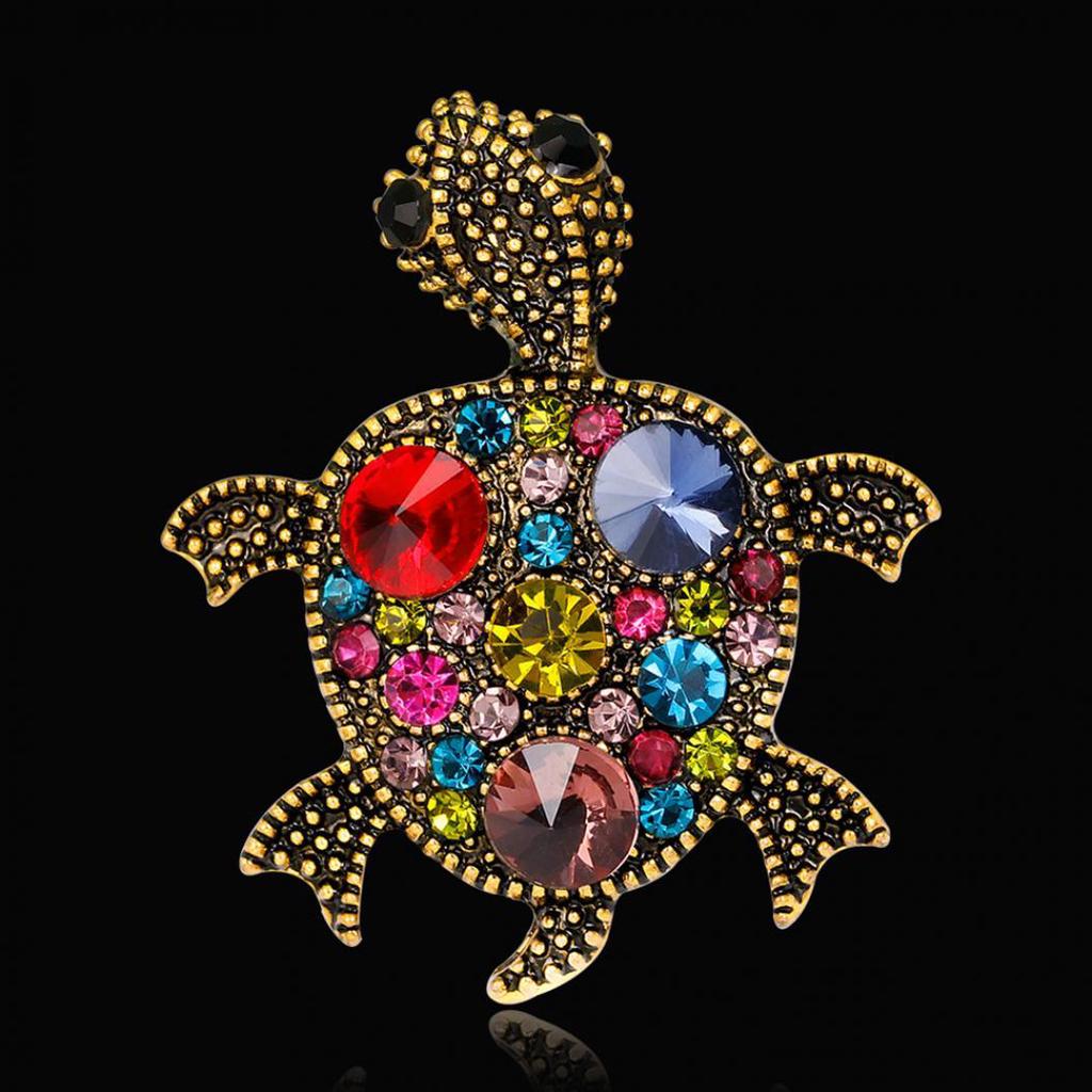 Multi-Color Rhinestone Tortoise Bouquet Party Brooch Pin Dress Scarf Accessory KTJ