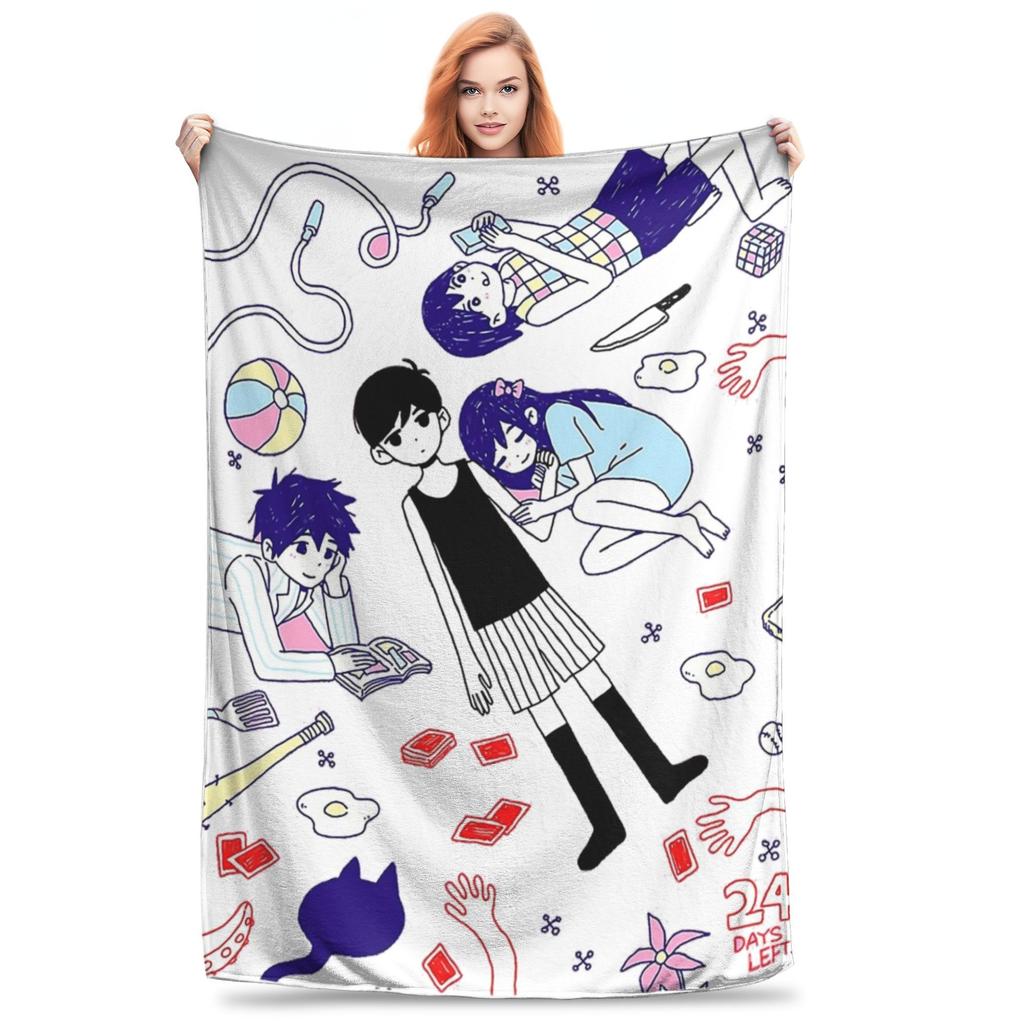 Anime Omori Game  Blanket Cover  Plush Throw Blanket Summer Air Conditioning Printed Lightweight Bedspreads,