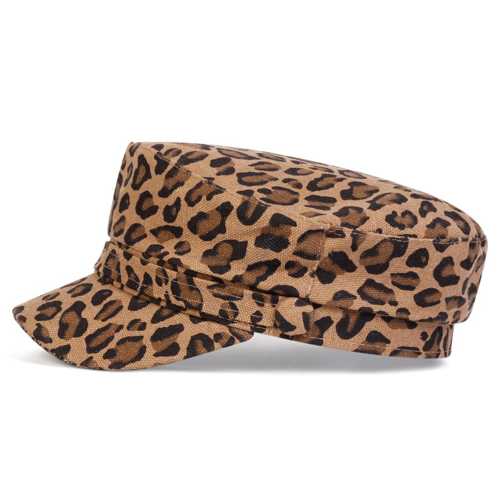 Chapéu Marinho Estampa de Leopardo Moda de Rua Boina de Copa Reta Chapéu Masculino e Feminino Chapéus Personalizados Bonés Casuais