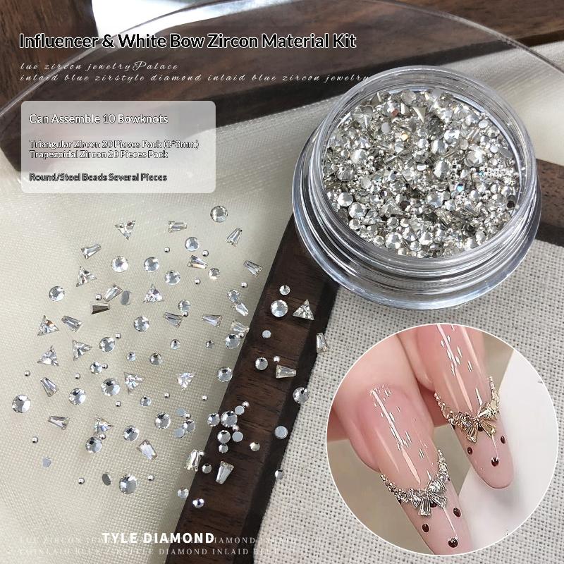 1 Box Nail Art Zircon Nail Rhinestone Sparkle Bowknot Diy Nails Decals Nails Art Design Nail Charm Nail Art Decoration белый