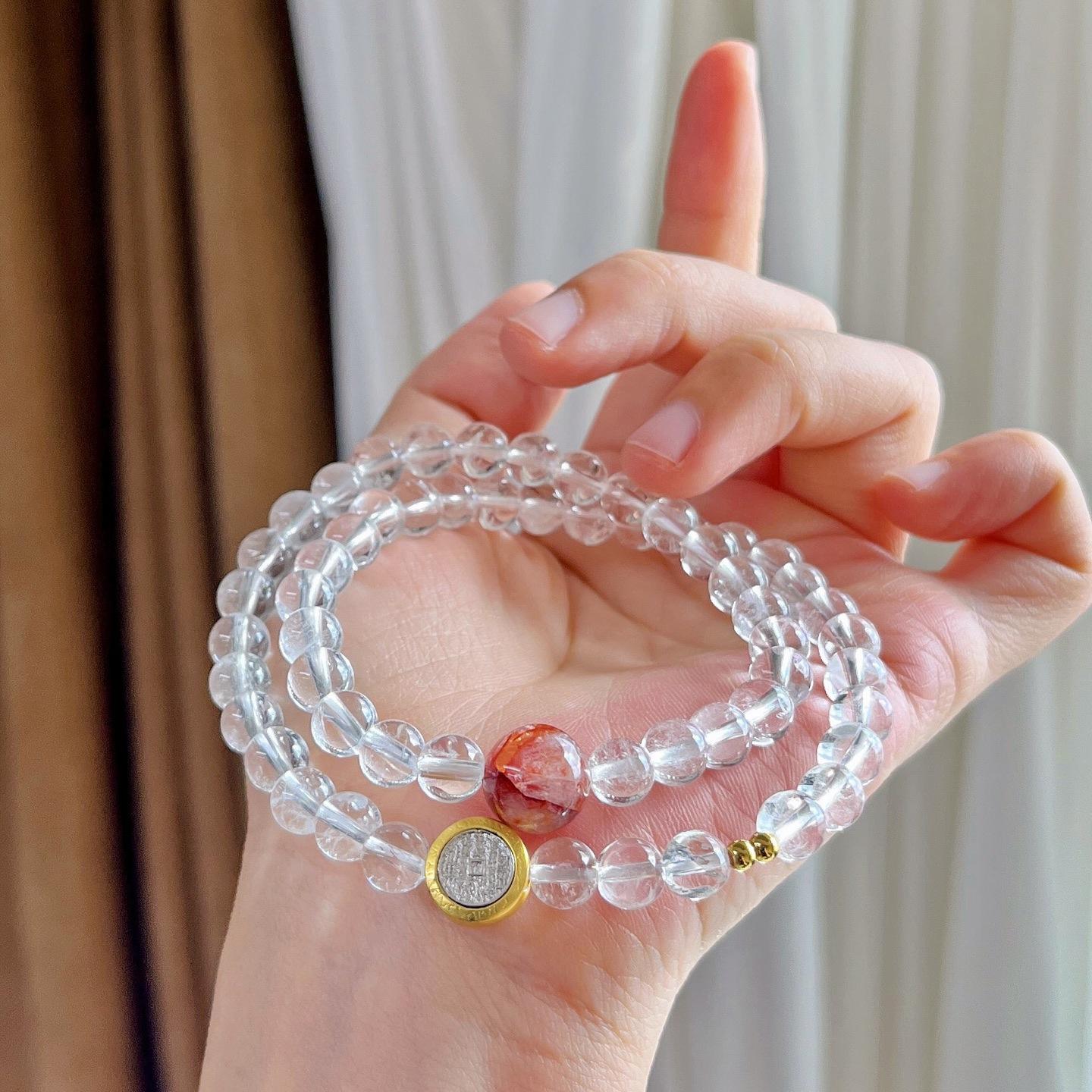 6Mm Retro Natural White Crystal Design Bracelet Bracelet.