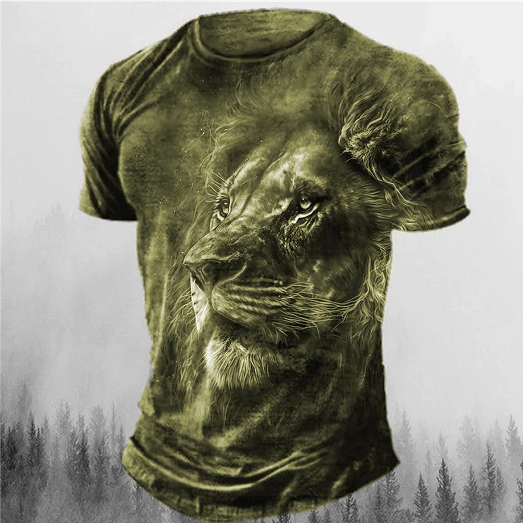 Men's Graphic Animal T Shirt Retro Shirts Short Sleeve T shirt 3D Print Crew Neck Shirt Vintage Fashion Designer Outdoor Daily
