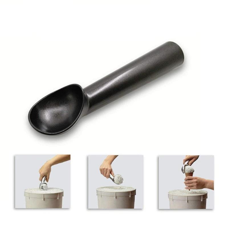 1Pc Lightweight Ice Cream Scoop Professional Black Silver Dishwasher Safe Cookie Scooper 7 Inch Non-Stick Ice-Cream Spade
