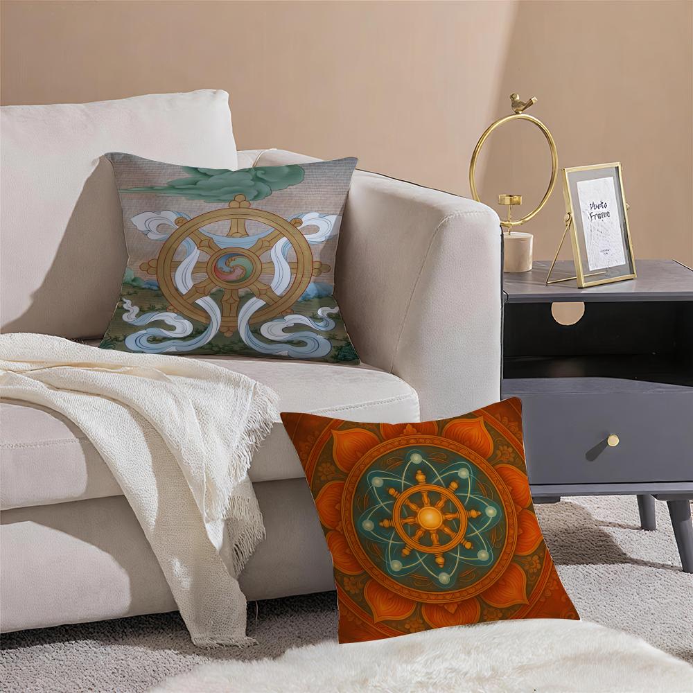 Classical traditional DDharma Wheel Cushion Cover Throw Pillow Cover Hidden Button Durable Polyester Chair Cushion