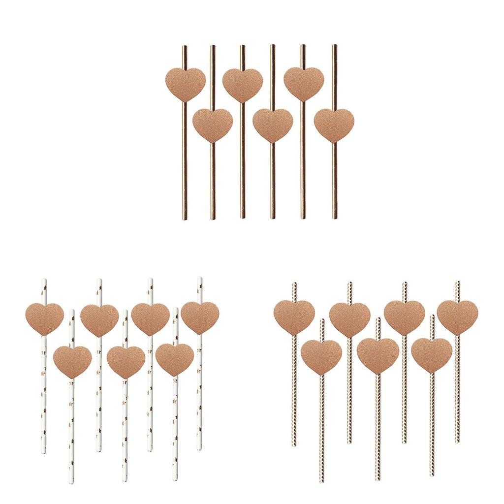 Degradable Heart Party Straws For Weddings And Celebrations With Creative Dessert Decor