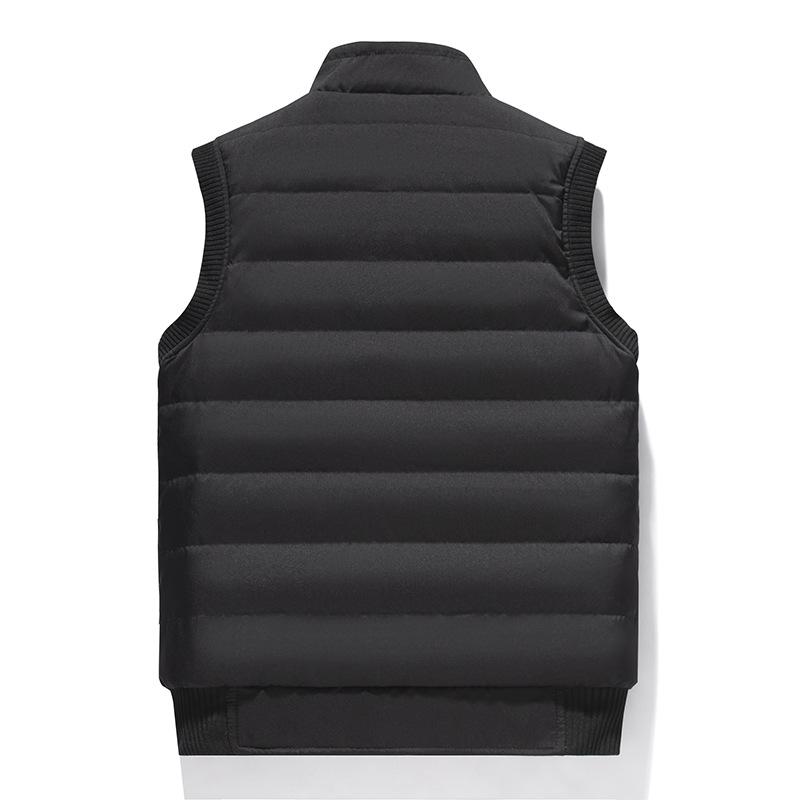 Men's Fleece-Lined Windproof Waterproof Plus Size Stand-Up Collar Sleeveless Jacket for Middle-Aged and Elderly Warm Heart Protection
