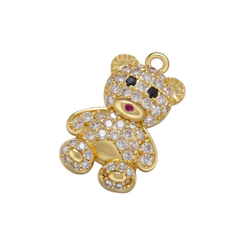 2Pcs/lot,Gold- Bear Pendant CZ Charms for Women Handmade Earrings/Necklaces Jewelry Accessories Supply:VD1171