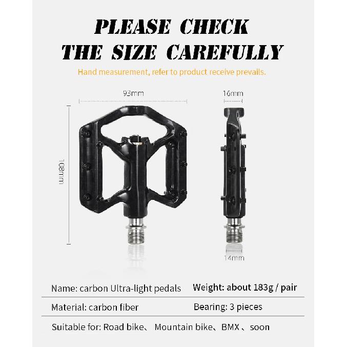 Mountain Bike Ultra-Light Carbon Fibre Flat Pedals Downhill Non-Slip Design Bearing System Bicycle Pedals Bike Lightweight Pedal