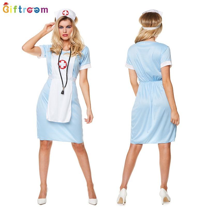 Halloween Masquerade Costume Nurse Dress Costume Horror Band Blood Doctor Robe White Coat Stage Performance Costume