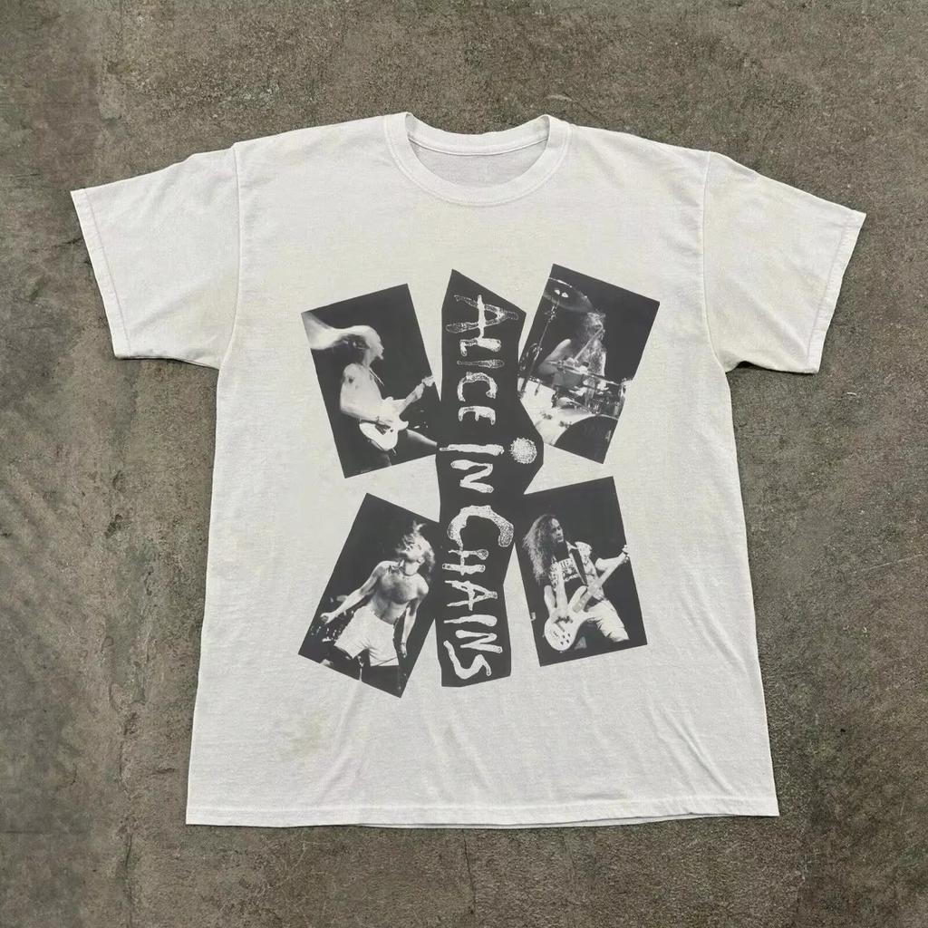 Retro Alice in Chains Rockové tričko Bílé tričko pro muže a ženy Velikost S3XL Neformální móda pro každodenní nošení