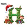 Unique Festive Gift for Family Personalized 26 Alphabet Christmas Ornament with Santa Hat Elf Design, Acrylic Customized Wrapping Tag Hanging