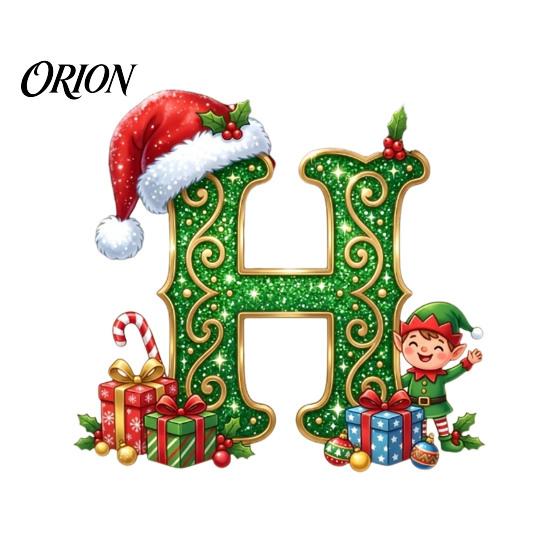 Unique Festive Gift for Family Personalized 26 Alphabet Christmas Ornament with Santa Hat Elf Design, Acrylic Customized Wrapping Tag Hanging