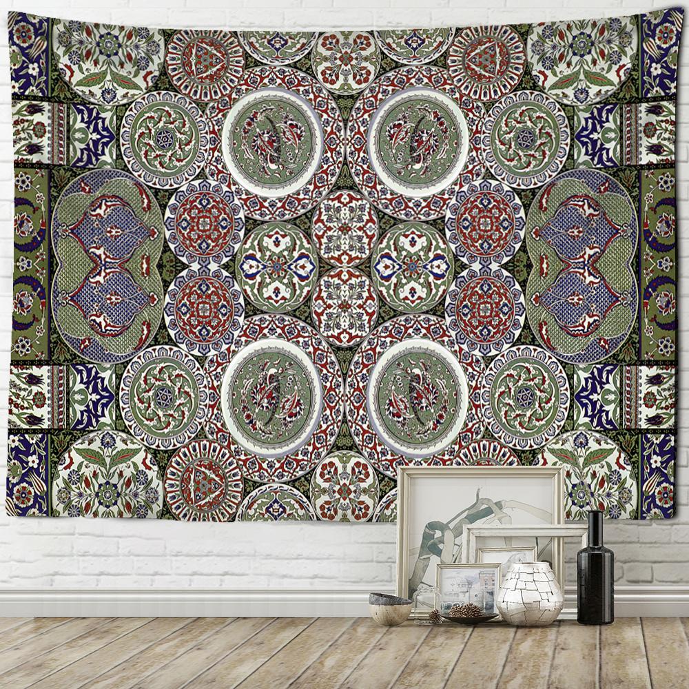 Disc Ornament Pattern Tapestry Psychedelic Witchcraft Boho Aesthetic Room Art Wall Hanging Bedroom Decor